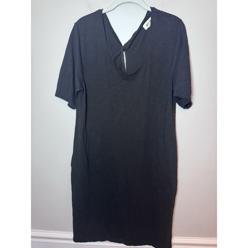 PACT Women's Black Short Sleeve Key Hole Back Scoop Neck Dress Sz L NEW